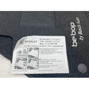 SET DI TAPPETINI TAPPETI RICAMATI CON BOTTONI E BATTITACCO ORIGINALI RENAULT KANGOO 3 SERIE  2 BE BOP 5 POSTI