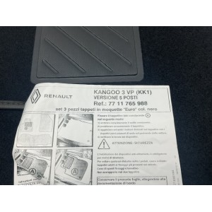 SET DI TAPPETINI TAPPETI RICAMATI CON BOTTONI E BATTITACCO ORIGINALI KANGOO 3 VP (KK1) VERSIONE 5 POSTI